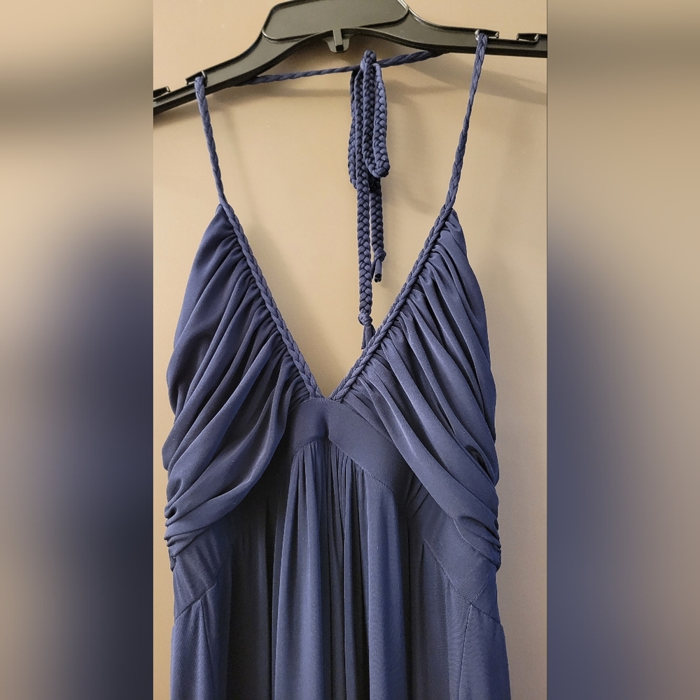 Misa Los Angeles Navy Blue Boho V-Neck Maxi Dress XS, New w/o Tags